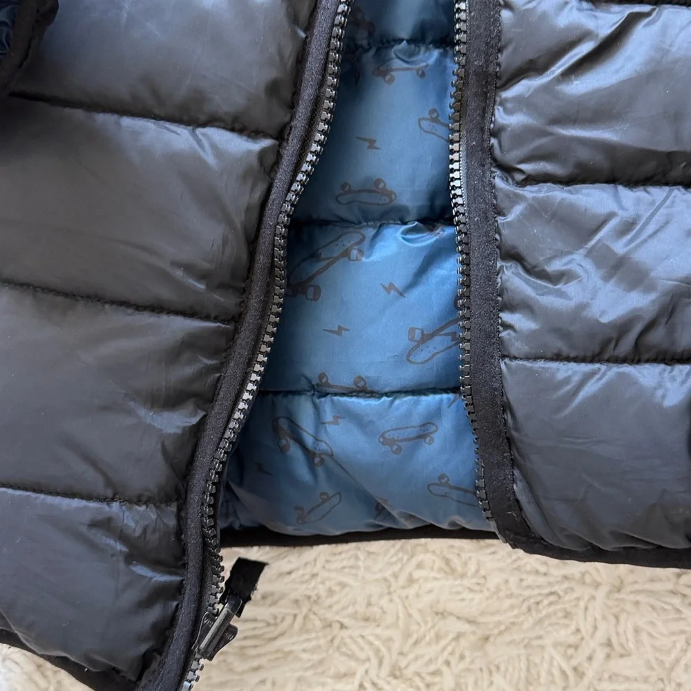Kids Black Hooded Puffer Jacket